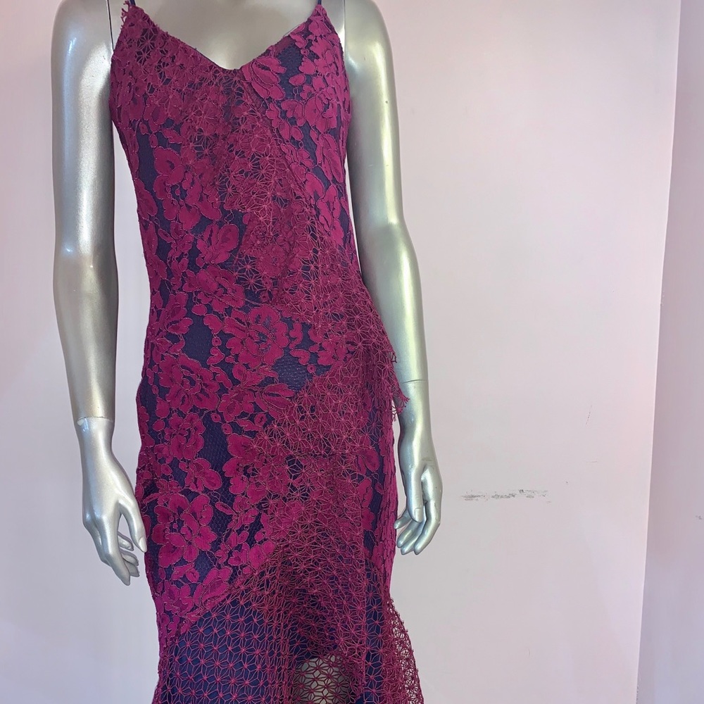 Adelyn Rae crochet high low cocktail dress